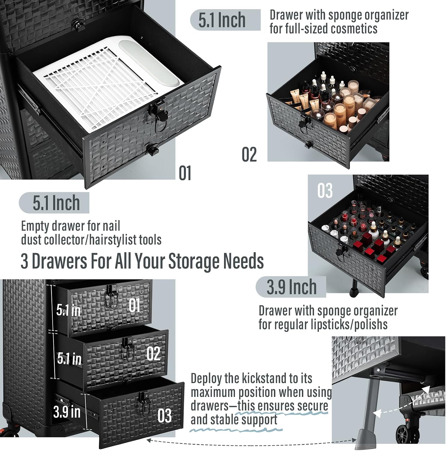Rolling Salon Cart with 3 Draw - Spa & Wellness Dr Roy Sothers review and price